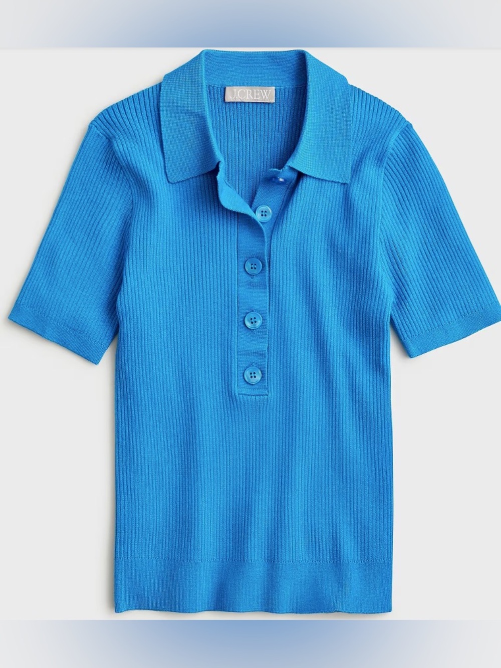 J. Crew Bright Blue Ribbed Polo Top